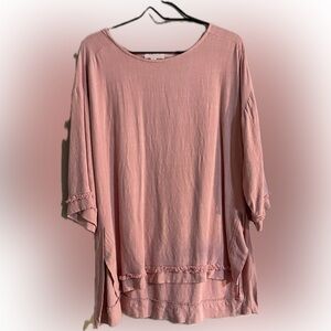 Umgee Pink Dolman Sleeve Tunic Relaxed Fit